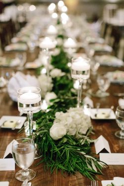 Greenery and candle runner centerpiece