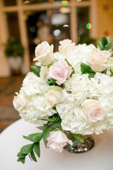 Prefunction florals in blush and white